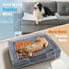 Pet Mat Heating & Cooling System, Consistent Warm and Cold Water Pad for Dogs and Cats, No Chemical Gel or Refrigeration Needed, Machine Washable, Ideal for Home(18.0"L x 18.0"W x 1.0"Th)