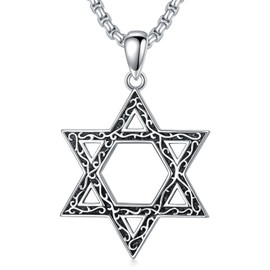 MEIDERBO Star of David Necklace 925 Sterling Silver Jewish Necklace Star Crucifix Pendant Judeo Christian Religious Jewelry Gifts for Men Women