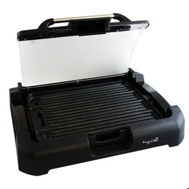 MegaChef Dual Surface Reversible Indoor Grill and Griddle with Removable Glass Lid