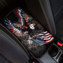 Finagallathe American Flag Center Console Cover American Eagle Armrest Cover Cushion Soft Waterproof Armrest Seat Box Cover Protector for Most Vehicle SUV Truck Car