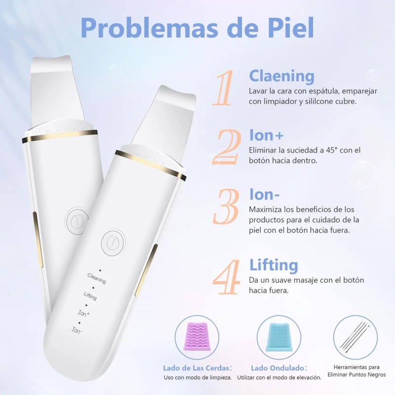 Skin Scrubber, Ultrasónico Exfoliación Limpiador Cuidar Piel