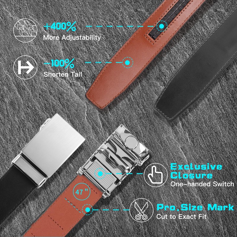 Nelbons Men's Belt Ratchet Automatic Belt for Men 35 mm