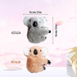 6 Pcs Koala Hair Clips Animal Hair Clips For Girls Koala Hair Claw Finger Koala Stuffed Animal Clips Creative Ornaments Hair Barrettes Plush Hair Accessories for Women Girls