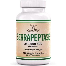 Double Wood Supplements Serrapeptase 240,000 SPU Max Potency (120 Veggie Capsules) Proteolytic Enzyme fo