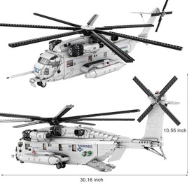 Ruikytech Military Helicopter Building Block Toy, 1/35 Ch-53E Building Set Fighter Jet Airplane Toy Model for Teenagers and Adults(2192 Pieces)