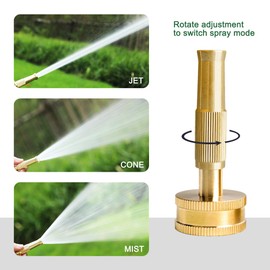 Adjustable Twist Hose Nozzle for Garden Hose, 4" Heavy-Duty Brass Hose Nozzle with 6 Garden Hose Rubber Washers, for Gardening Watering Patio Lawn Car Washing Driveway Cleaning (2 PACK)