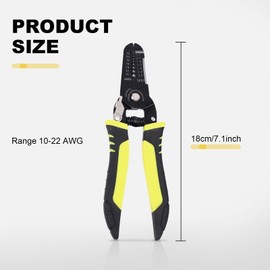 Wire Stripper - ShiningUU 10-22 AWG 7" Anti-Slip Precision Cable Stripper Tool, Alloy Steel Multi-Function Wire Cutter Stripper with Safety Lock for Electrical/Cable Stripping