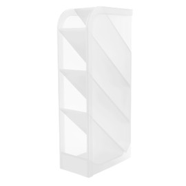 D.RECT Schreibtisch-Organizer, Stift-Regal für Büro, Schule, Heimbedarf, durchscheinend, Weiß, 4 Fächer, 4-teilig Pen Holder