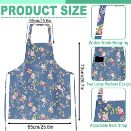 MQIAN Women's Apron, Kitchen Apron, Waterproof Aprons for Women, Barbecue Apron with Pockets, Apron for Men and Women, blue