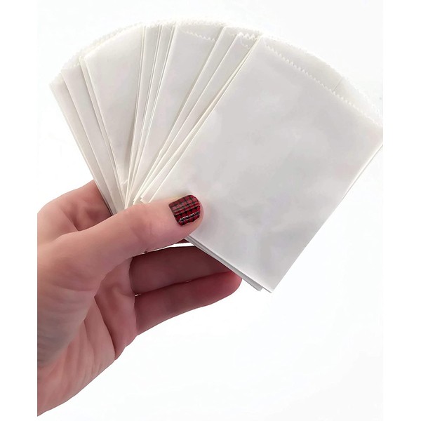 50 Mini White Paper Bags - 4" x 2.5" Party Favor Bags, DIY Craft Supplies