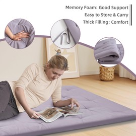 Mollydot Japanese Floor Futon Mattress Twin Size 39"x 80", Foldable Floor Bed Mattress, Portable Tatami Mat Sleeping Pad, Folding Futon Cushion, Roll Up Floor Lounger for Guest Room Dormitory (Grey)