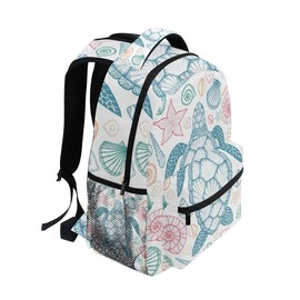 senya School Backpack Sea Turtle Starfish Shells Bookbag for Boys Girls Travel Bag One Size