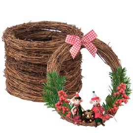 IHDYPPEW 6 PCS 12 Inch Natural Grapevine Wreaths, Round Rattan Wreath Grapevines Wreath Bulk, Grape Vine Wreaths for DIY Crafts, Festival, Christmas, Wedding, Restaurant & Home Decoration