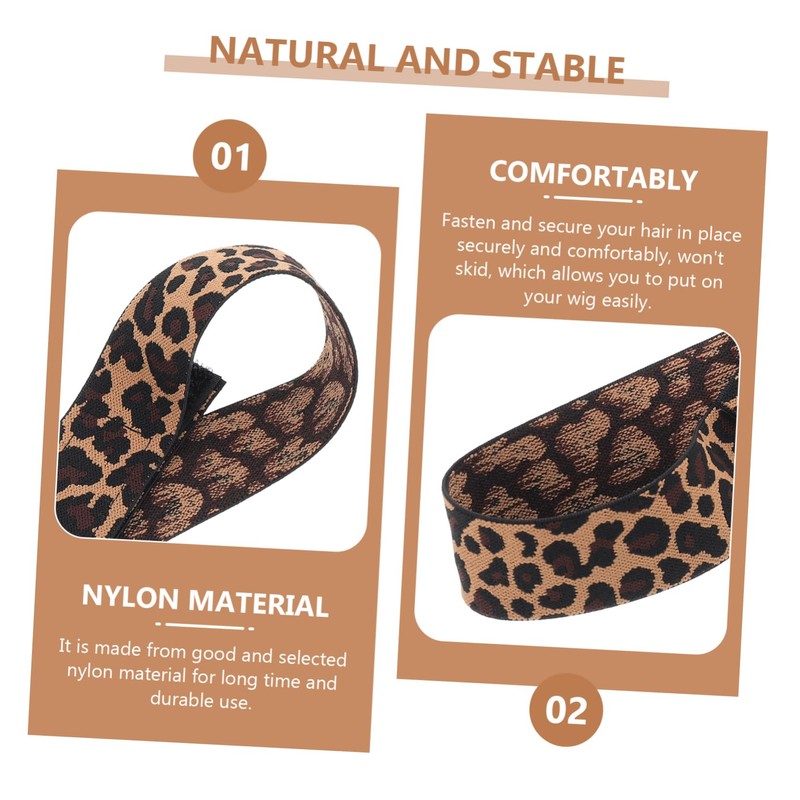 NOLITOY 2Pcs Adjustable Fixed Leopard Headbands for Wig Caps Elastic
