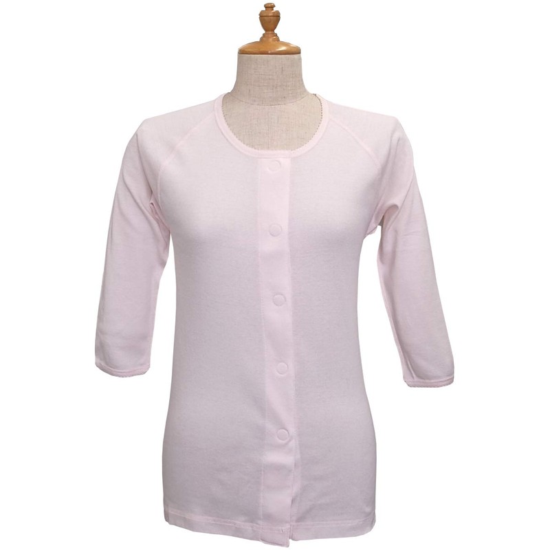 Women's 3/4 Sleeve Gentle and Comfortable One-touch Undershirt (Peach ,
