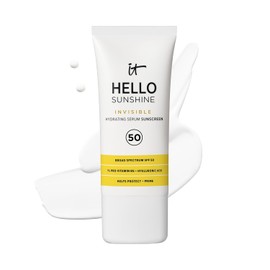 It Cosmetics Hello Sunshine Invisible - Bloqueador Solar Facial, Serum Hidratante y Prebase, con 1 de Pro-Vitamina B5 y cido Hialurnico, FPS 50, 50 ml