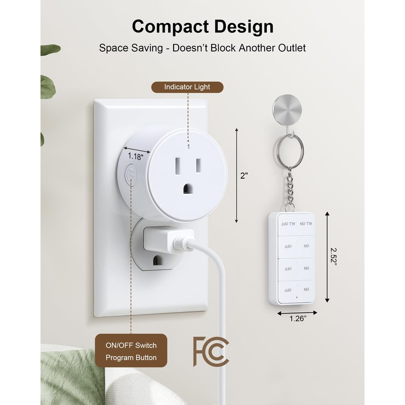 TREEWELL Remote Control Outlet with All On/Off Switch, 200FT Long