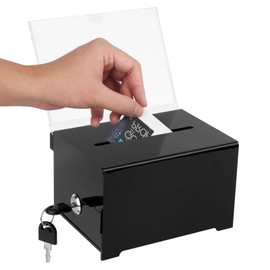 Empfohlene Box, Spendenbox Abschließbar, Acrylspendenbox, Abschließbare Spendenbox, mit Schwarzem Schlüssel, mit Aufklebern, für Rezensionen, Spenden und das Sammeln von Visitenkarten, Schwarz