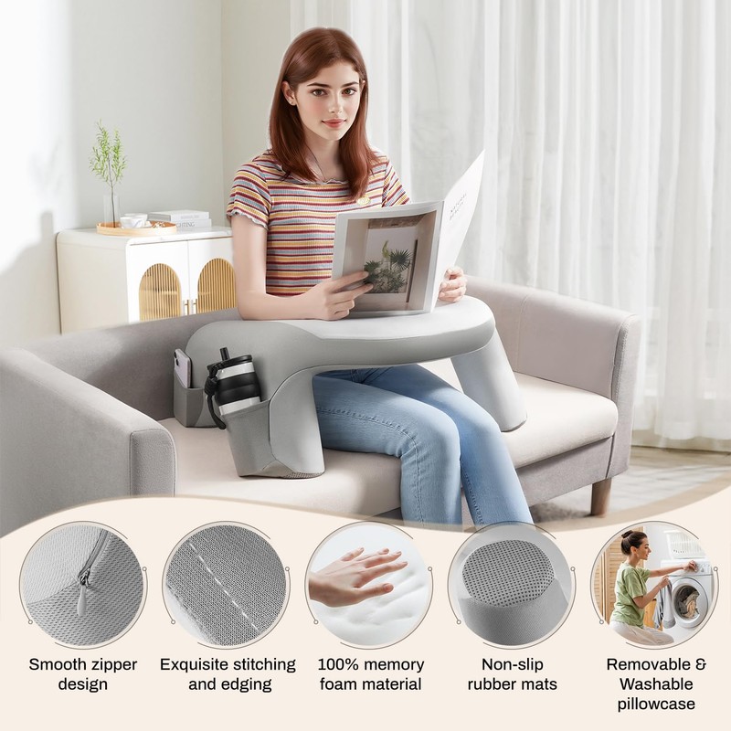 WOGAHEV Reading Pillow for Bed, Lap Desk for Laptop, Memory