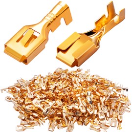 Twidec/200PCS 6.3mm Female Spade Connector Quick Splice Crimp Terminals Non Insulated Wire Connector for Electrical Wiring Relay Car Audio Speaker N-005-6.3MM-FH