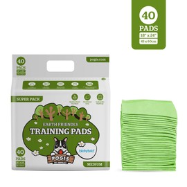 Pogi's Dog Training Pads with Adhesive Sticky Tabs (40-Count) (18x24in) - Absorbent Puppy Pads, Earth-Friendly Dog Pads, Plant-Based Puppy Pee Pads for Dogs, Cats, and Small Animals - Puppy Supplies