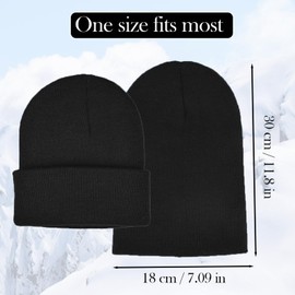ATSNOSH Pack of 2 Knitted Hat for Men and Women, Black Beanie Hat, Winter Hat, Thermal Knitted Hat, Warm Running Hat, Beanie, Windproof, Breathable, black