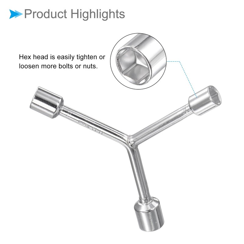 CoCud Y-Shape 3-Way Socket Wrench 11mm 13mm 15mm Length CR-V