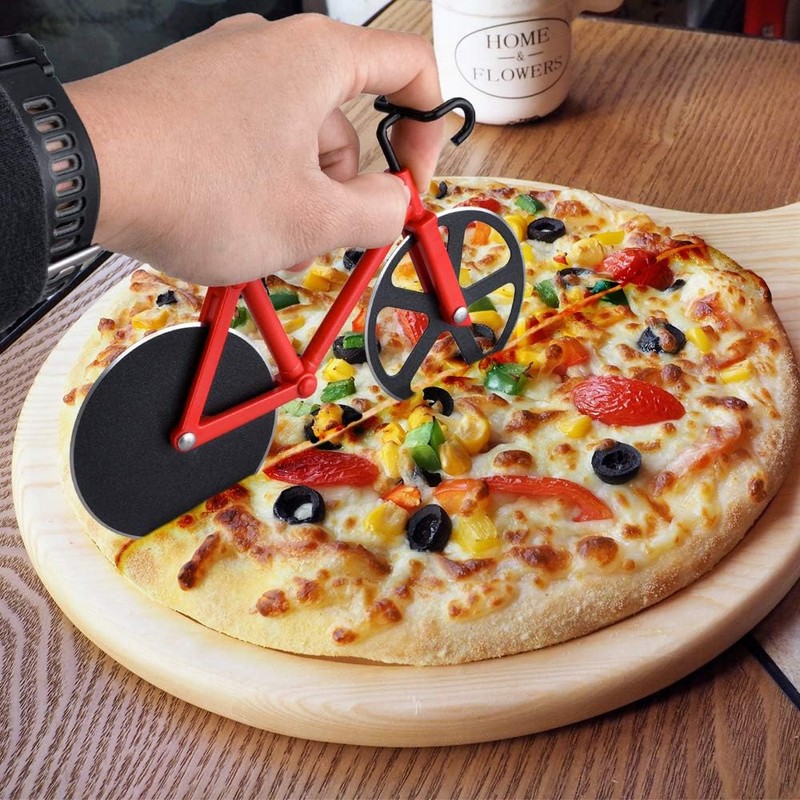 Thapncow Bicycle Pizza Cutter, Stainless Steel Pizza Cutter, Funny Kitchen
