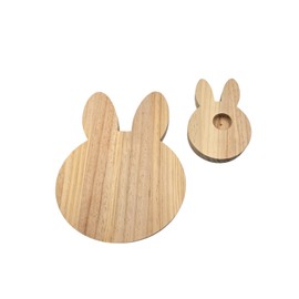 3 PAGEN® Set of 2 Easter Breakfast Boards, Wooden Board with Motif in Two Sizes, Robust and Easy to Clean, Includes Egg Holder in Rabbit Shape, Wood, 20 x 25 x 1.8 cm / 10 x 15 x 1.8 cm