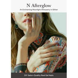 ohora Tiras de uñas de gel semicuradas (N Afterglow) – Funciona con cualquier lámpara de uñas, calidad de salón, larga duración, fácil de aplicar y quitar, incluye 2 almohadillas para orejas de preparación, lima de uñas y palo de madera, color morado