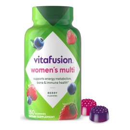 Vitafusion Gomitas multivitamnicas para mujeres, vitaminas diarias con sabor a bayas con fresa, para mujeres con vitaminas A, C, D, E, B-6 y B-12,... 