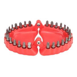 Denture Drill Bit Holder Denture Screwdriver Organizer 3D Sculpture Desk Decor 28 Holes Red With Bits
