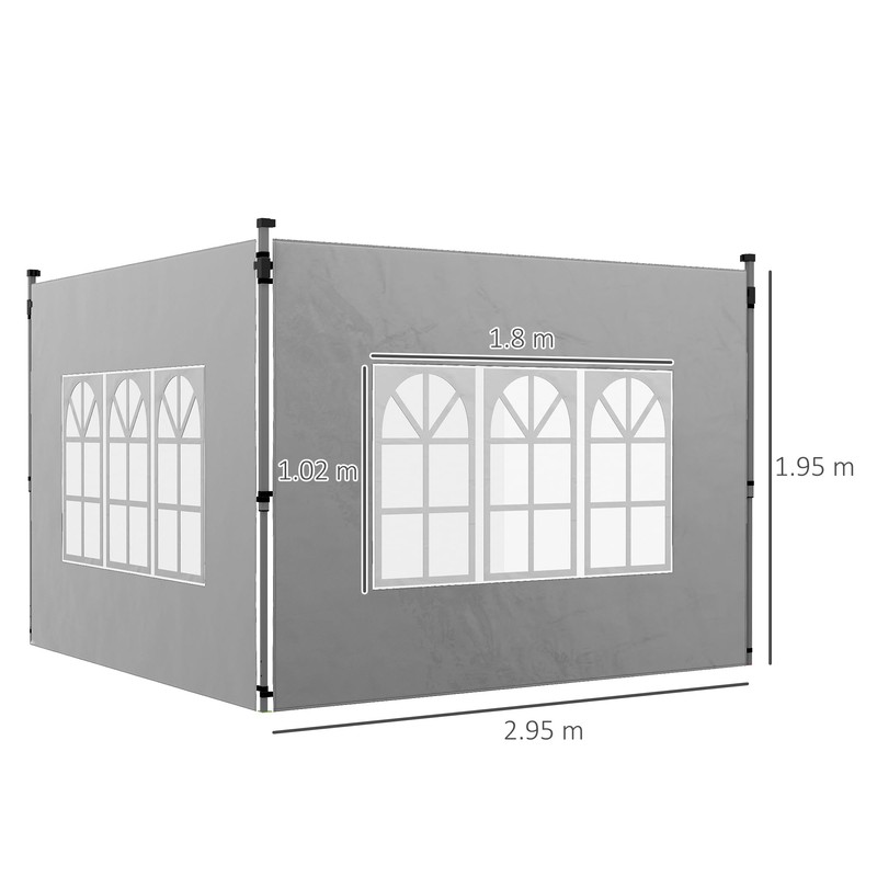 Outsunny Gazebo Side Panels with Window for 3x3(m) or 3x4m
