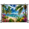 7x5ft Beach Ocean Backdrop – Tropical Palm Tree Summer Photography