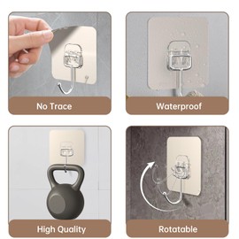 5-Pack Adhesive Lid Holder Hooks Compatible with Caraway Pan, Wall Hangers Without Nails, Self Adhesive Hooks Heavy Duty, Self-Adhesive Traceless Clear, Multiple Uses for Bathroom, Kitchen and Office