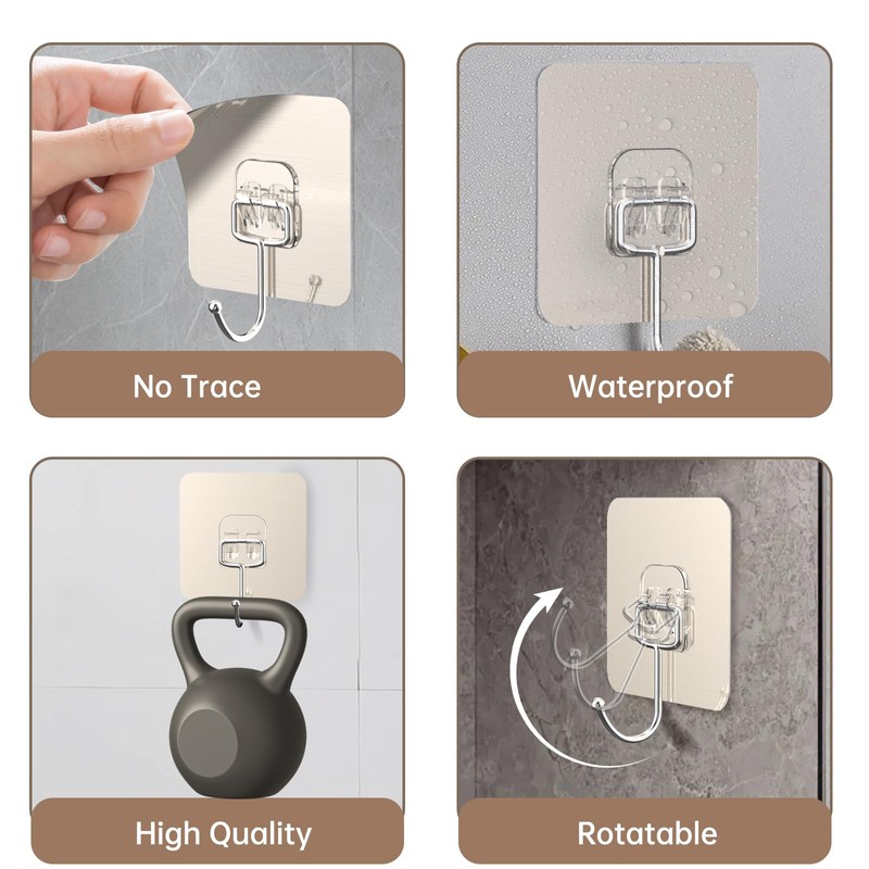 5-Pack Adhesive Lid Holder Hooks Compatible with Caraway Pan, Wall