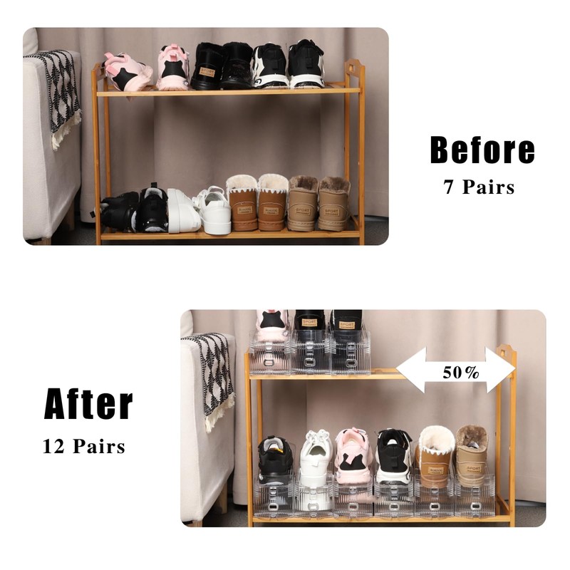 Uni HIMO 12 Pack Shoe Slots Organizer Adjustable Level Shoe