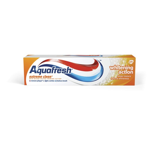 Aquafresh Whitening Toothpaste with Fluoride, Plaque Remover, Fresh Breath and Cavity Protection, 90 mL