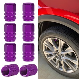 Lyxheth 8PCS Car Tire Valve Stem Cap, Air Cap Cover, Anti-Corrosion Aluminum Alloy Valve Stem Dust Cap with Rubber Seal, Universal Wheel Valve Cover Accessories for Car SUV Bike Truck (Purple, 8PCS)
