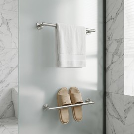 Self Adhesive Towel Bar,16" Brushed Nickel No Drill Bathroom,304SS Towel Rack
