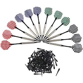F Season Pack of 12 Plastic Tip Dart Flights, 100 Extra Soft Dart Tips