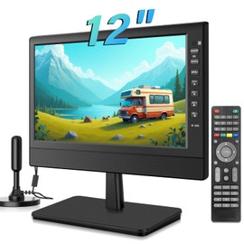 Jexiop 12”Portable Flat Screen TV,Small TV with Digital Tuner-HDMI-USB-Headphone Jack-AC/DC-12V Input-Use Kitchen-Caravan and Monitor
