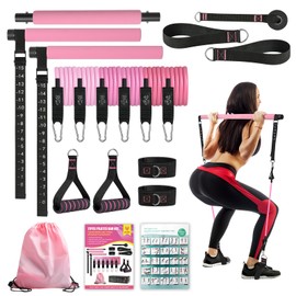 CEYOME Pilates Bar Kit with Resistance Bands for Women, Pilates Bar with Adjustment Buckle, Multifunctional Home Gym for Hip, Legs, Arm and Waist, Pilates Home Equipment for Full Body Workouts