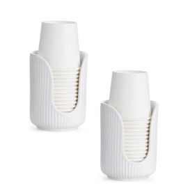 ABRUTY Bathroom Cup Dispenser, 3oz-4oz Ceramic Paper Cup Holder, Small Countertop Mouthwash Dixie Cups Accessories, for Vanity Countertops, Bathroom, Kitchen, and Dining Room