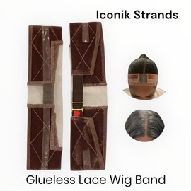 Premium Lace Wig Band for Women - Fully Adjustable Reinforced Lace Grip, Lightweight Design, Comfortable Glueless Velvet Headband - Color: Beige