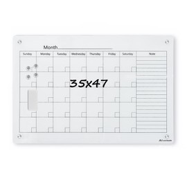 Magnetic Whiteboard Calendar, 4' x 3' Glass Wall Calendar Dry Erase Board Monthly Planner for Home, School, Office, Frameless, with Markers, Marker Tray, Eraser, Magnets