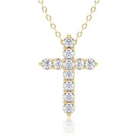 Auyisci Cross Necklace for Women | 14K Gold Plated Cross Pendant Necklace Trendy Cross Pendant Chain Necklace Minimalist Daily Decoration Jewellery For Women Dainty Religious Gift