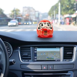 Zerodeko Zerodeko 2 Pieces Japanese Zen Ceramic Daruma Dolls, Symbol of Good Luck & Encouragement, Porcelain Collectible Statue,Wobbling Doll Figurine Desktop Decor (Red,Black)