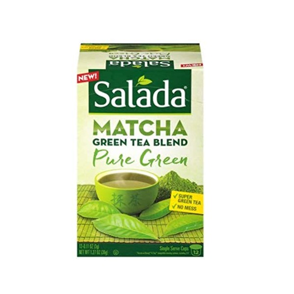 Salada Matcha Green Tea Blend - Pure Super Green Tea - 1 Box with 12 Single Serve Cups