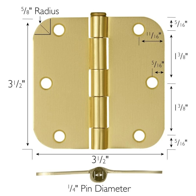 Design House 10 Pack Heavy Duty Satin Brass Door Hinges